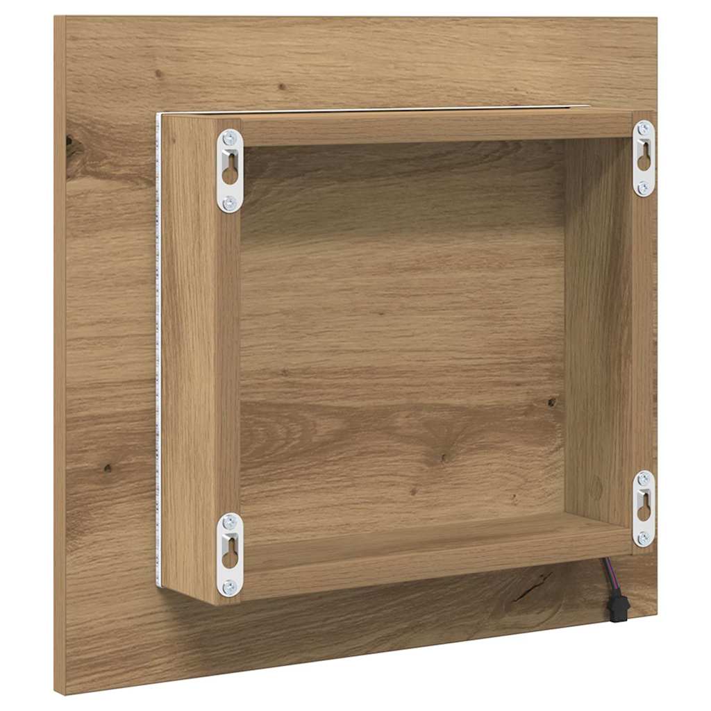 vidaXL Lustro łazienkowe LED Dąb rzemieślniczy 40 x 37 x 8.5 cm