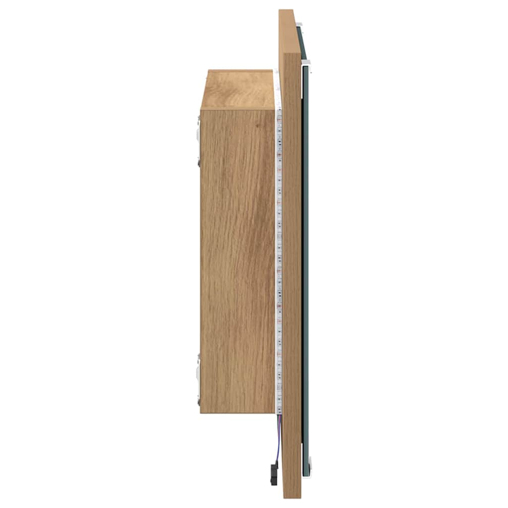 vidaXL Lustro łazienkowe LED Dąb rzemieślniczy 40 x 37 x 8.5 cm