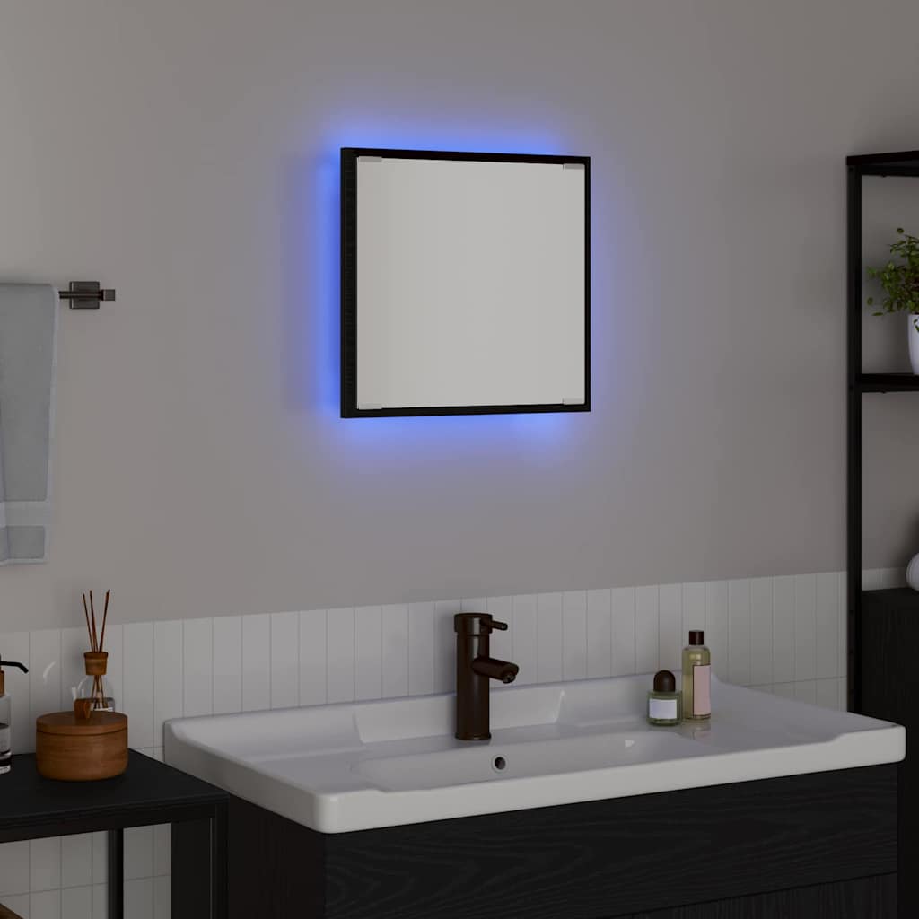 vidaXL Lustro łazienkowe LED Z lustrem Czarny Dąb 40 x 37 x 8.5 cm