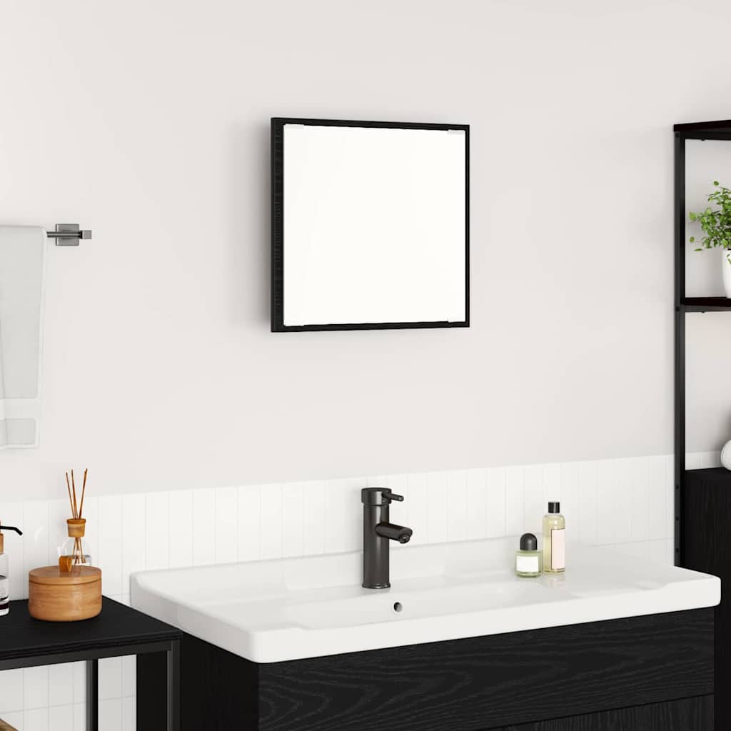 vidaXL Lustro łazienkowe LED Z lustrem Czarny Dąb 40 x 37 x 8.5 cm