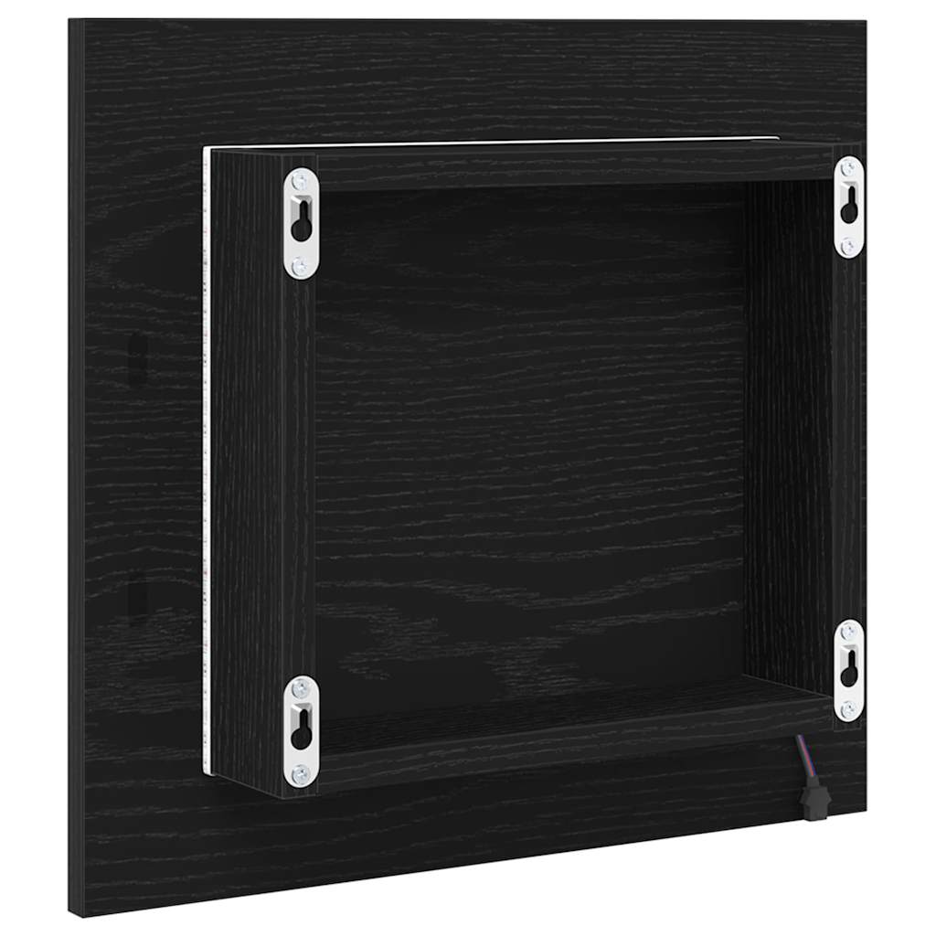 vidaXL Lustro łazienkowe LED Z lustrem Czarny Dąb 40 x 37 x 8.5 cm