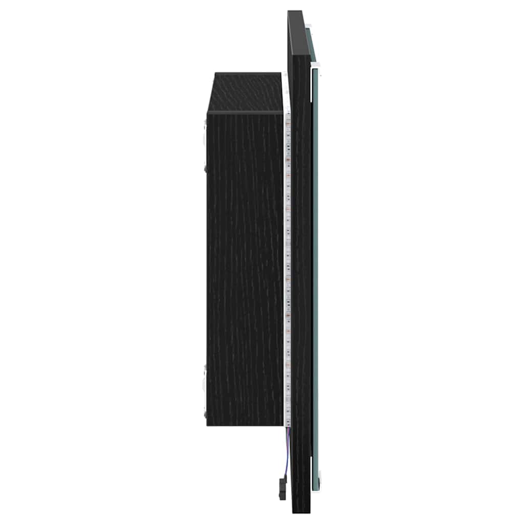 vidaXL Lustro łazienkowe LED Z lustrem Czarny Dąb 40 x 37 x 8.5 cm