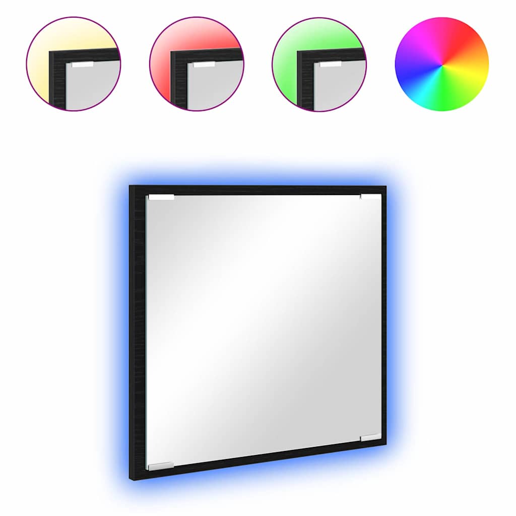 vidaXL Lustro łazienkowe LED Z lustrem Czarny Dąb 40 x 37 x 8.5 cm
