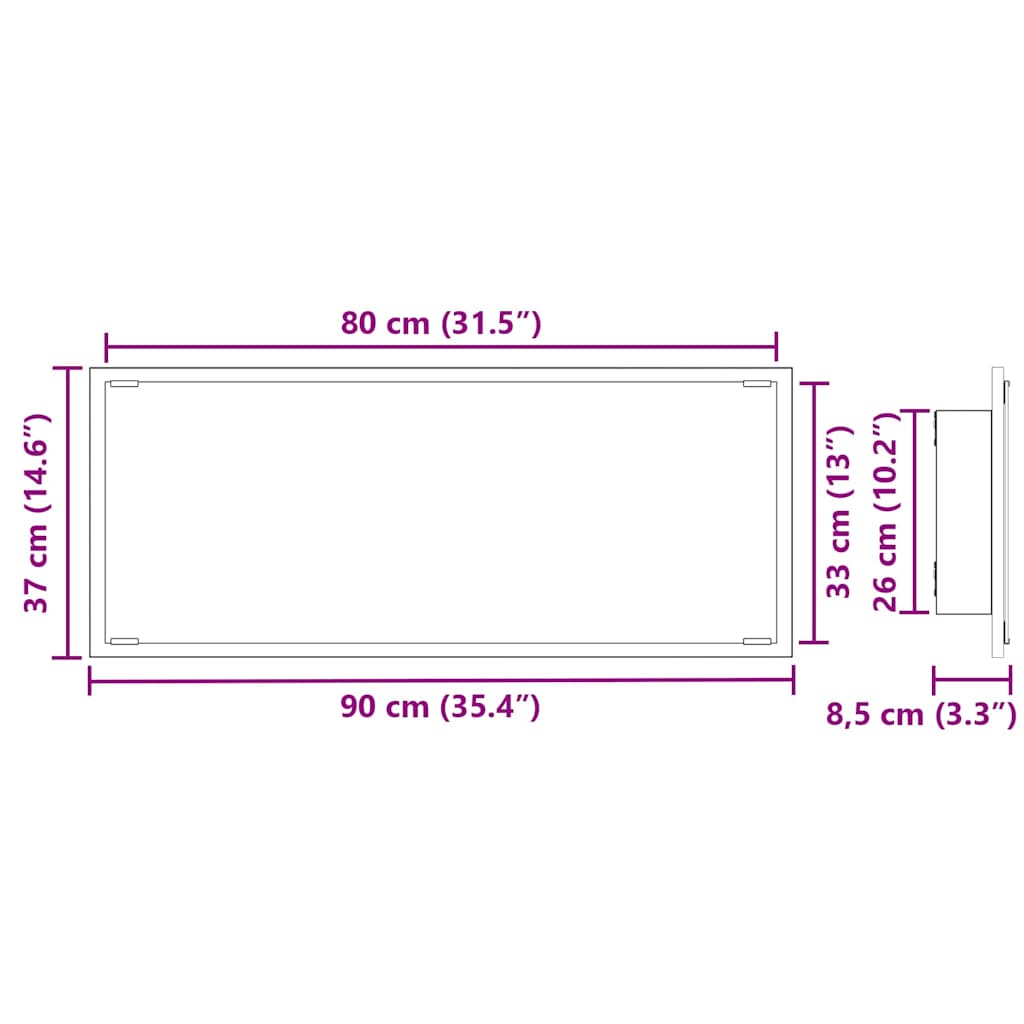 vidaXL Lustro Stare drewno 90 x 8,5 x 37 cm Materiał drewnopochodny