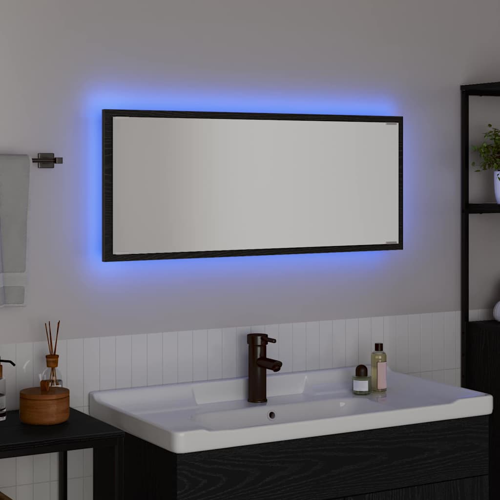 vidaXL Lustro Czarny Dąb 90 x 8,5 x 37 cm Materiał drewnopochodny