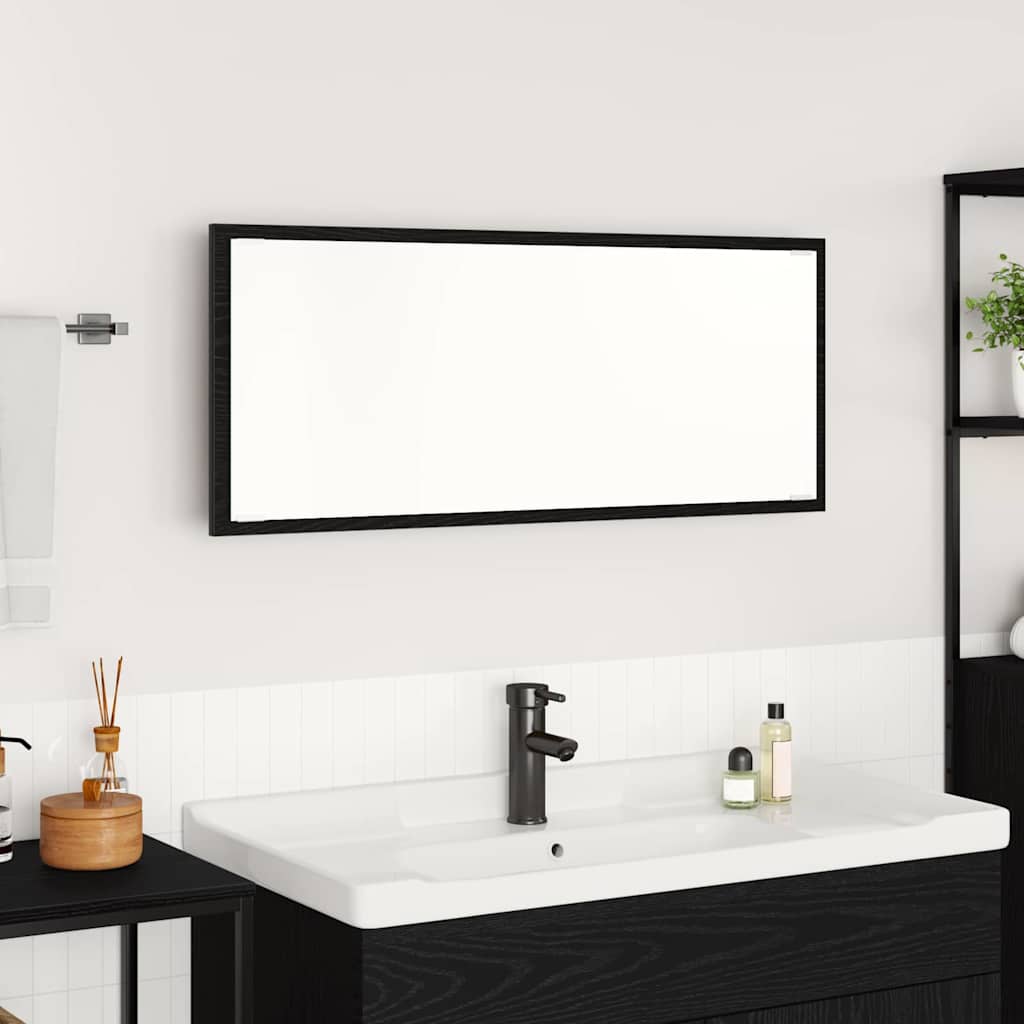 vidaXL Lustro Czarny Dąb 90 x 8,5 x 37 cm Materiał drewnopochodny