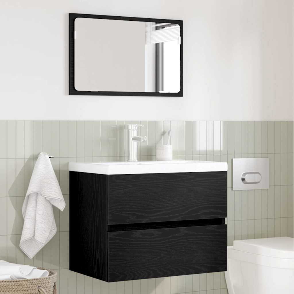 vidaXL Zestaw mebli łazienkowych z szufladą Z lustrem 2 pcs Czarny Dąb
