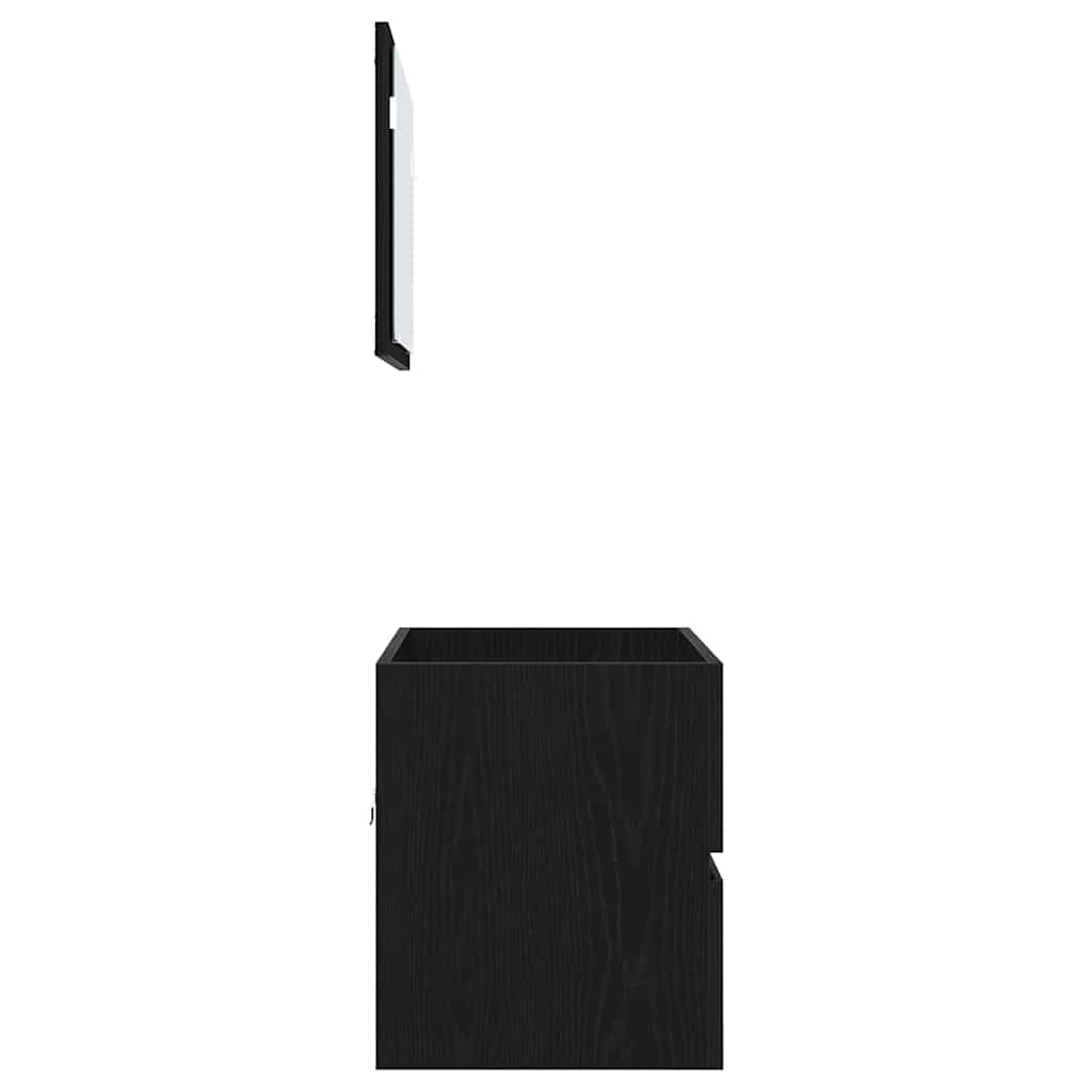 vidaXL Zestaw mebli łazienkowych z szufladą Z lustrem 2 pcs Czarny Dąb
