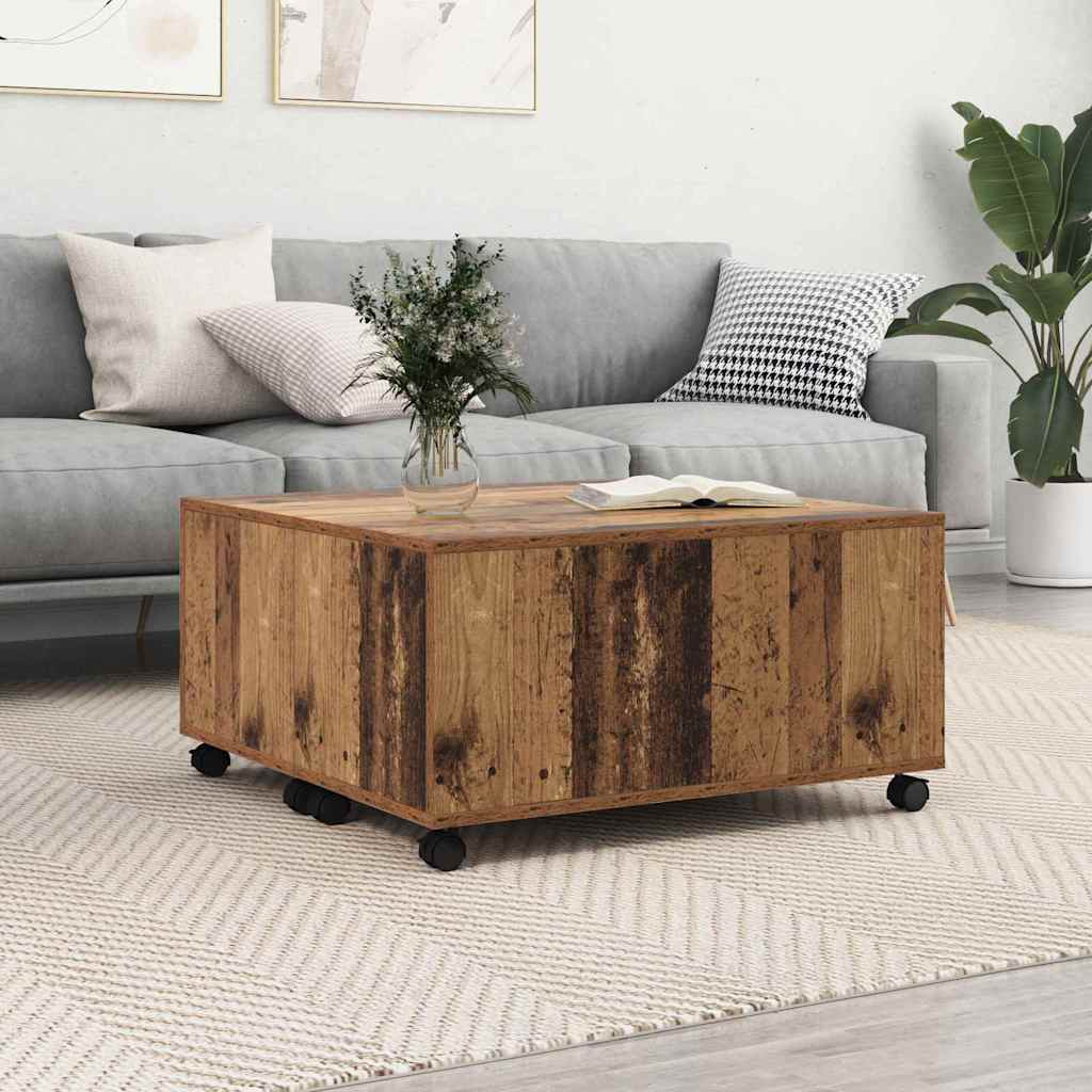 vidaXL Stolik kawowy z szufladą Stare drewno 75 x 75 x 38 cm