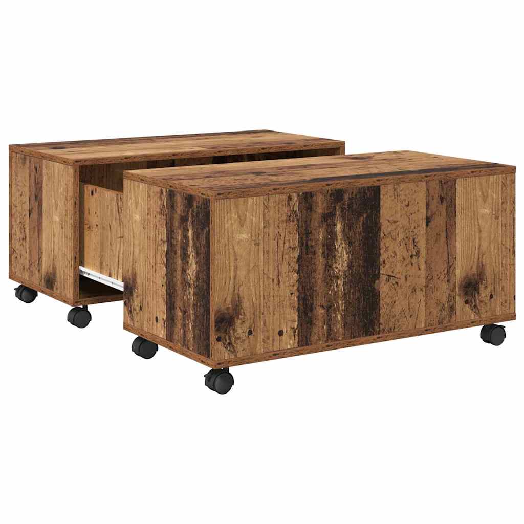 vidaXL Stolik kawowy z szufladą Stare drewno 75 x 75 x 38 cm
