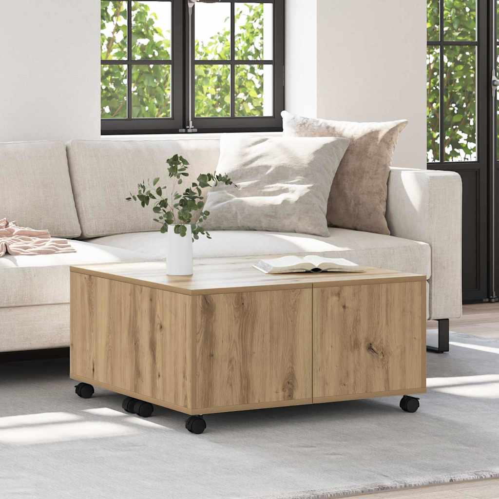 vidaXL Stolik kawowy z szufladą Dąb rzemieślniczy 75 x 75 x 38 cm