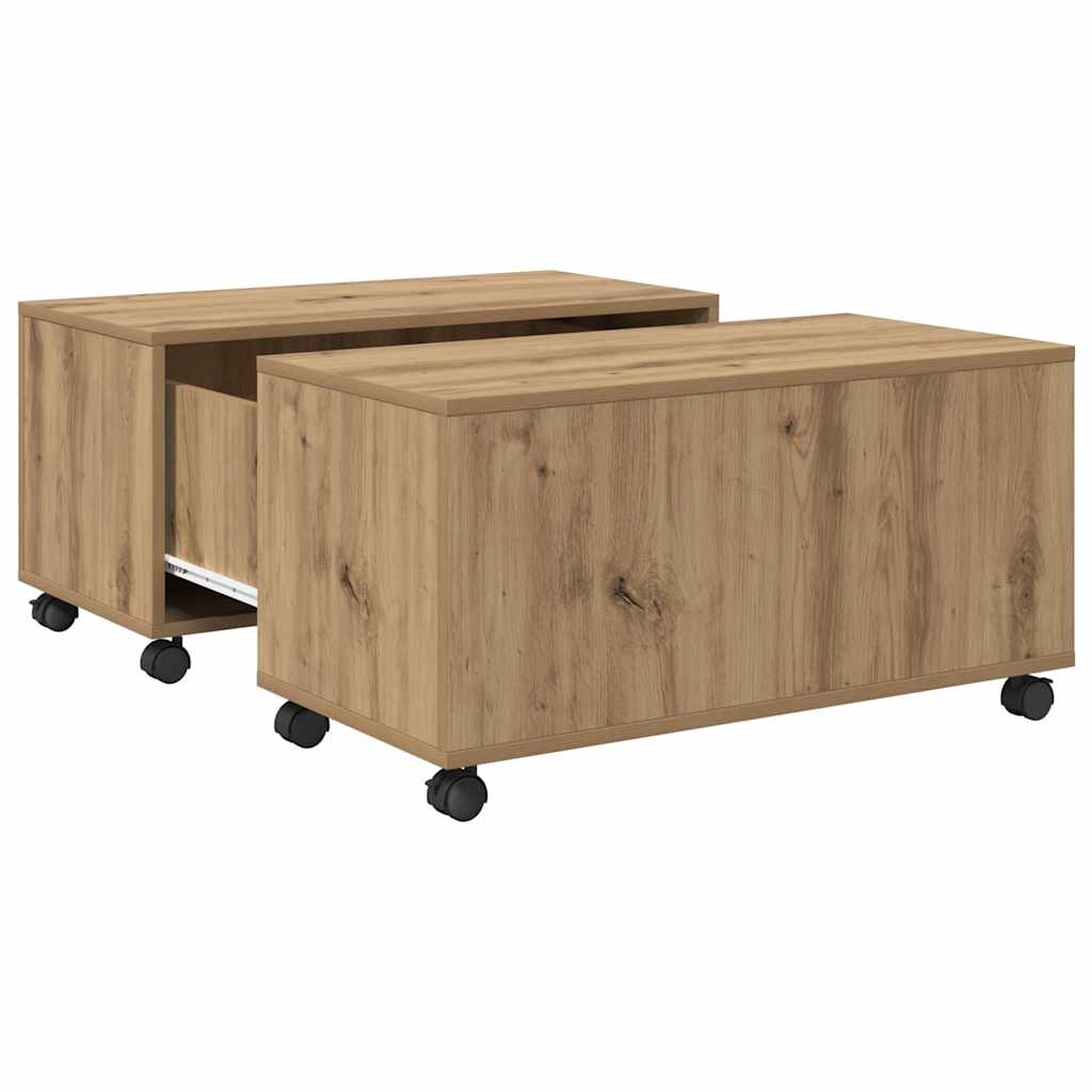 vidaXL Stolik kawowy z szufladą Dąb rzemieślniczy 75 x 75 x 38 cm