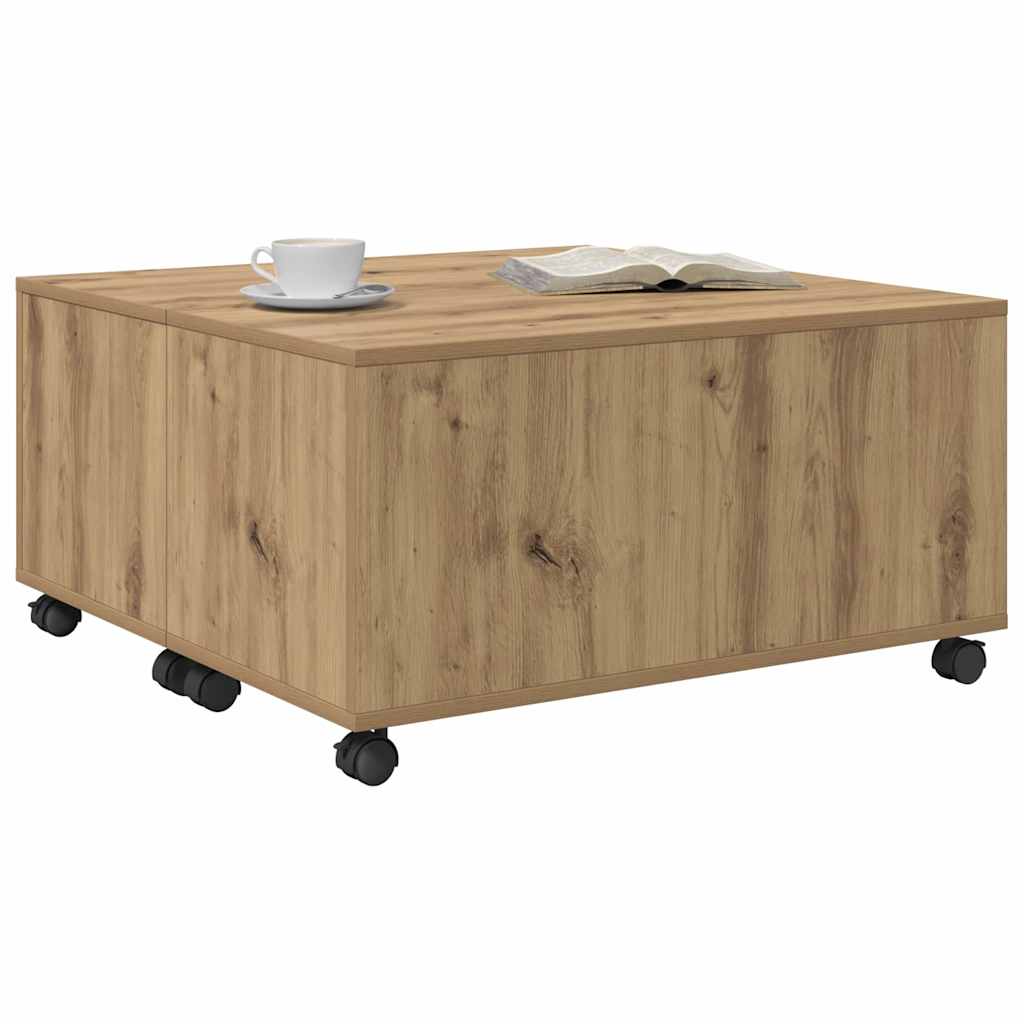 vidaXL Stolik kawowy z szufladą Dąb rzemieślniczy 75 x 75 x 38 cm
