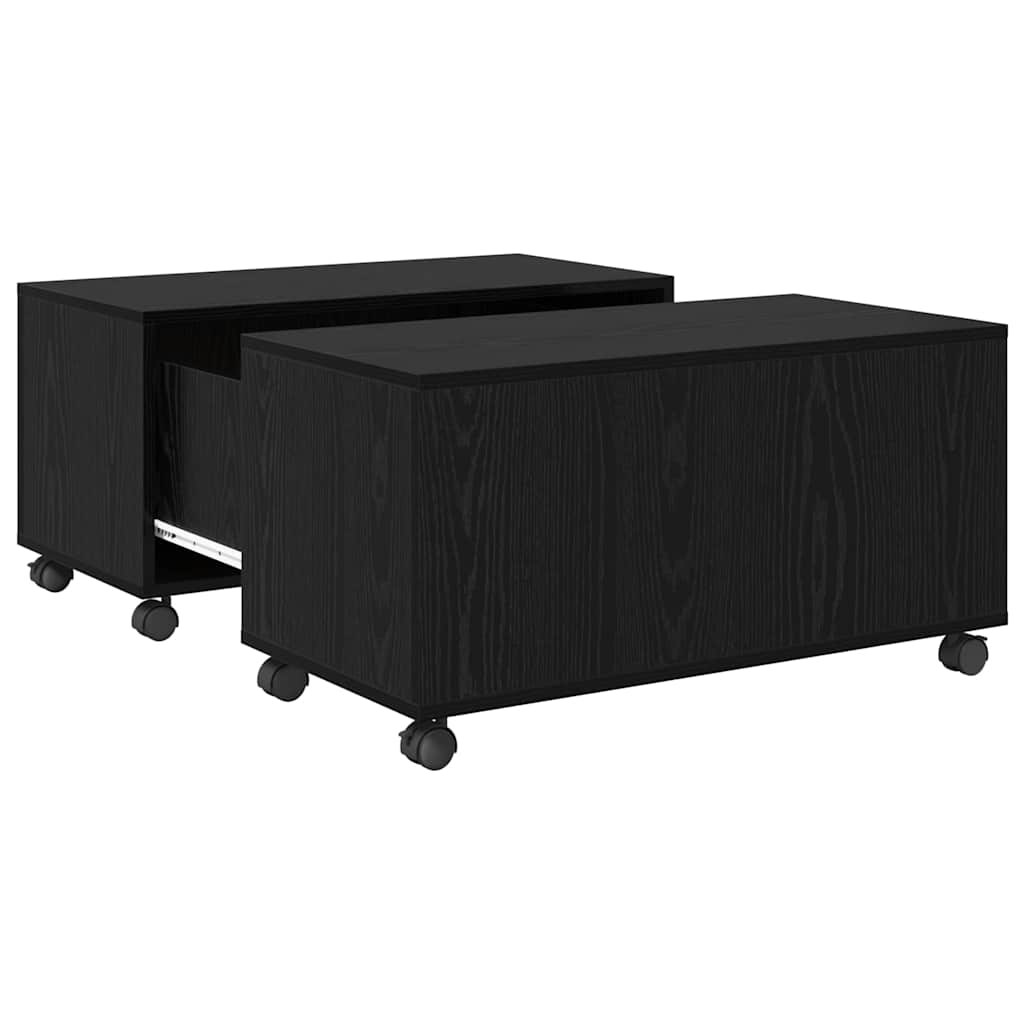 vidaXL Stolik kawowy z szufladą Czarny Dąb 75 x 75 x 38 cm