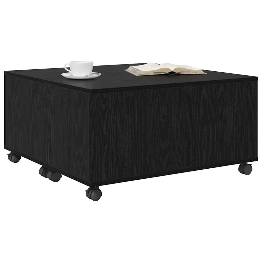 vidaXL Stolik kawowy z szufladą Czarny Dąb 75 x 75 x 38 cm
