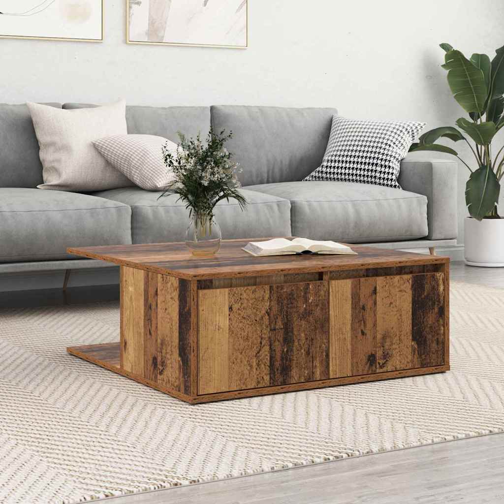 vidaXL Stolik kawowy z szufladą Stare drewno 80 x 80 x 31 cm