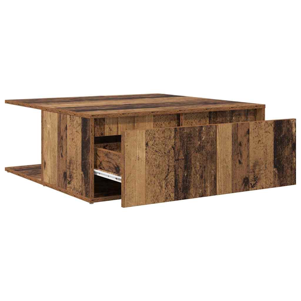 vidaXL Stolik kawowy z szufladą Stare drewno 80 x 80 x 31 cm