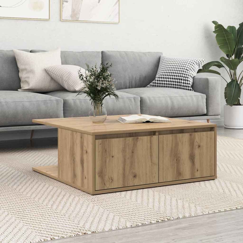 vidaXL Stolik kawowy z szufladą dąb artisan 80 x 80 x 31 cm