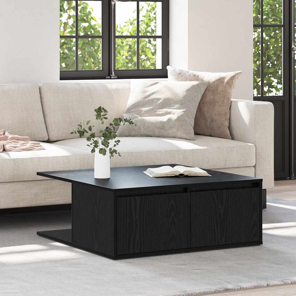 vidaXL Stolik kawowy z szufladą Czarny dąb 80 x 80 x 31 cm