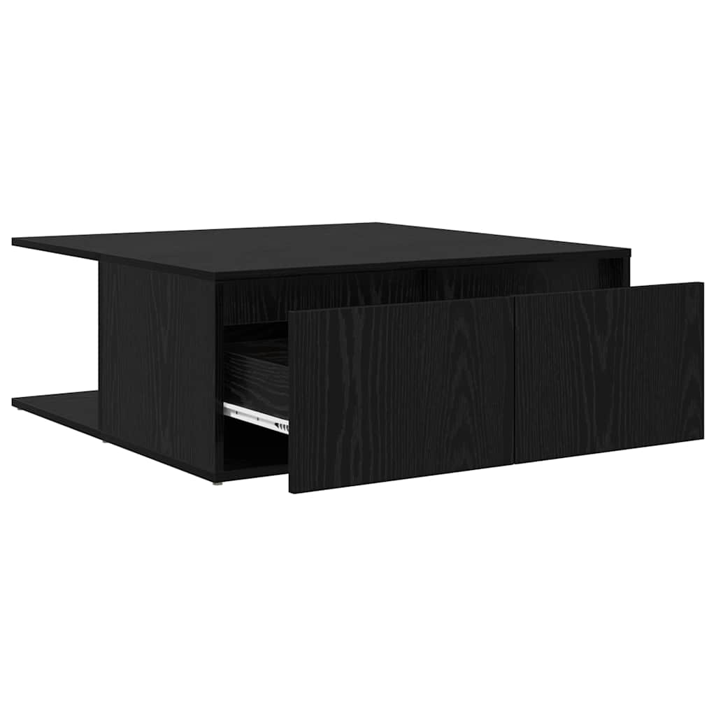 vidaXL Stolik kawowy z szufladą Czarny dąb 80 x 80 x 31 cm
