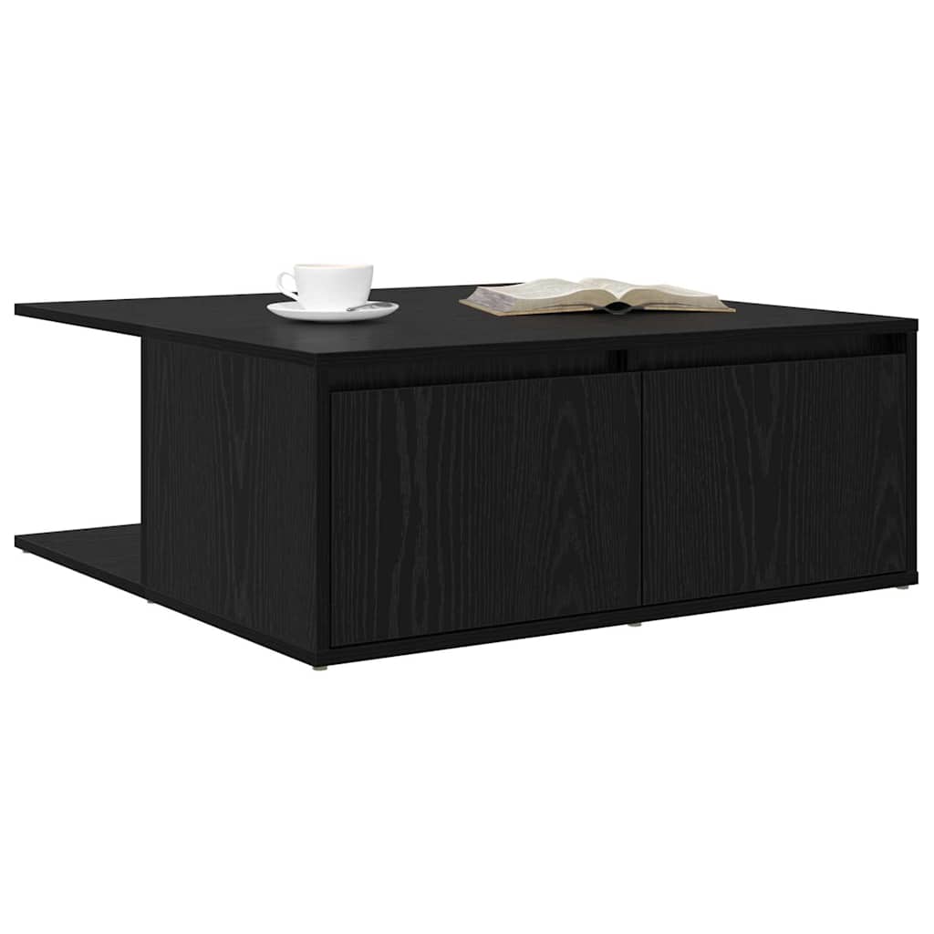 vidaXL Stolik kawowy z szufladą Czarny dąb 80 x 80 x 31 cm