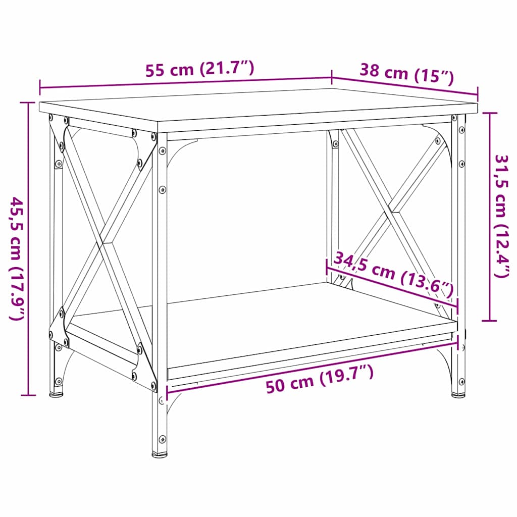 vidaXL Stolik boczny Czarny Dąb 55 x 38 x 45 cm