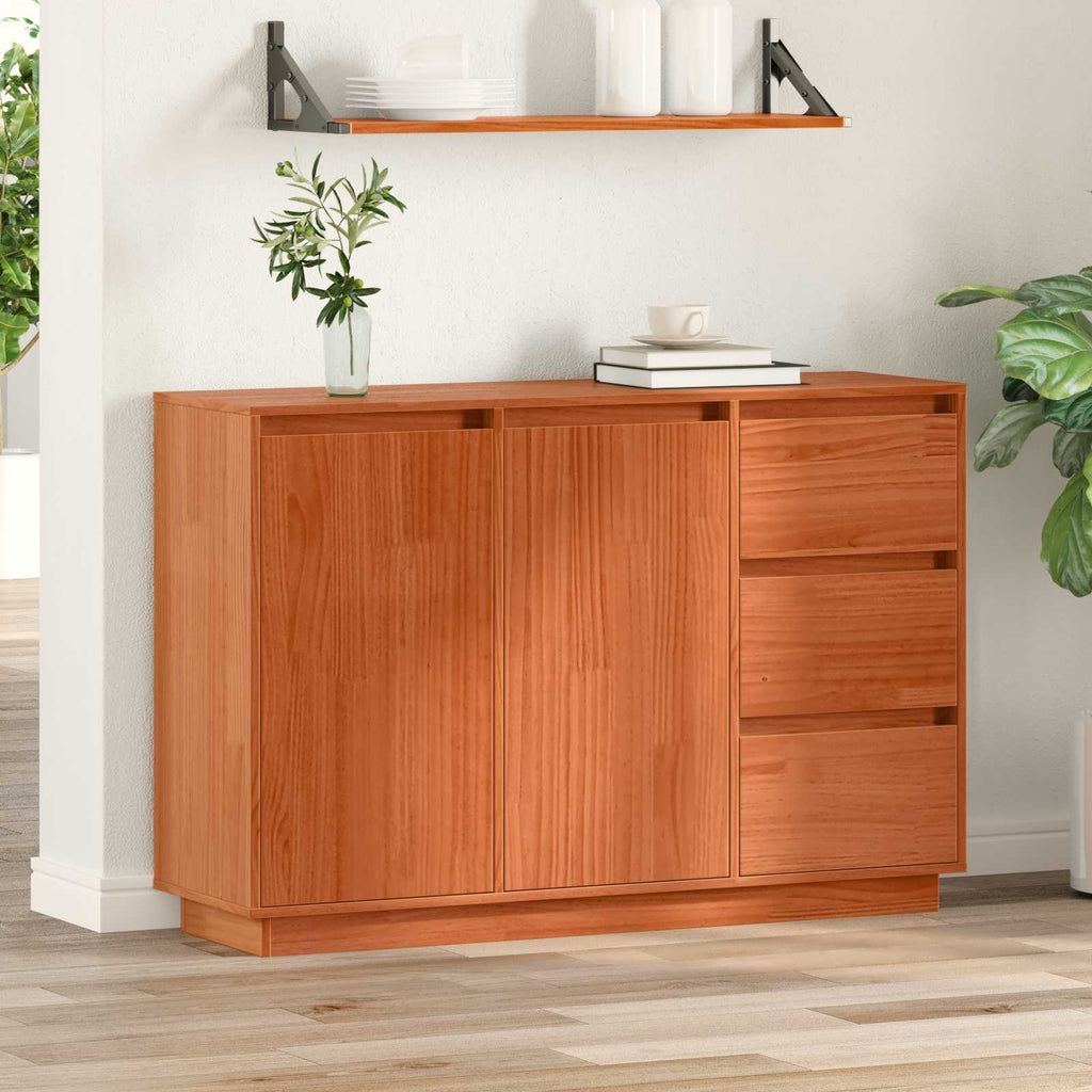 vidaXL Bufet Brązowy dąb 111 x 34 x 75 cm Lite drewno sosnowe