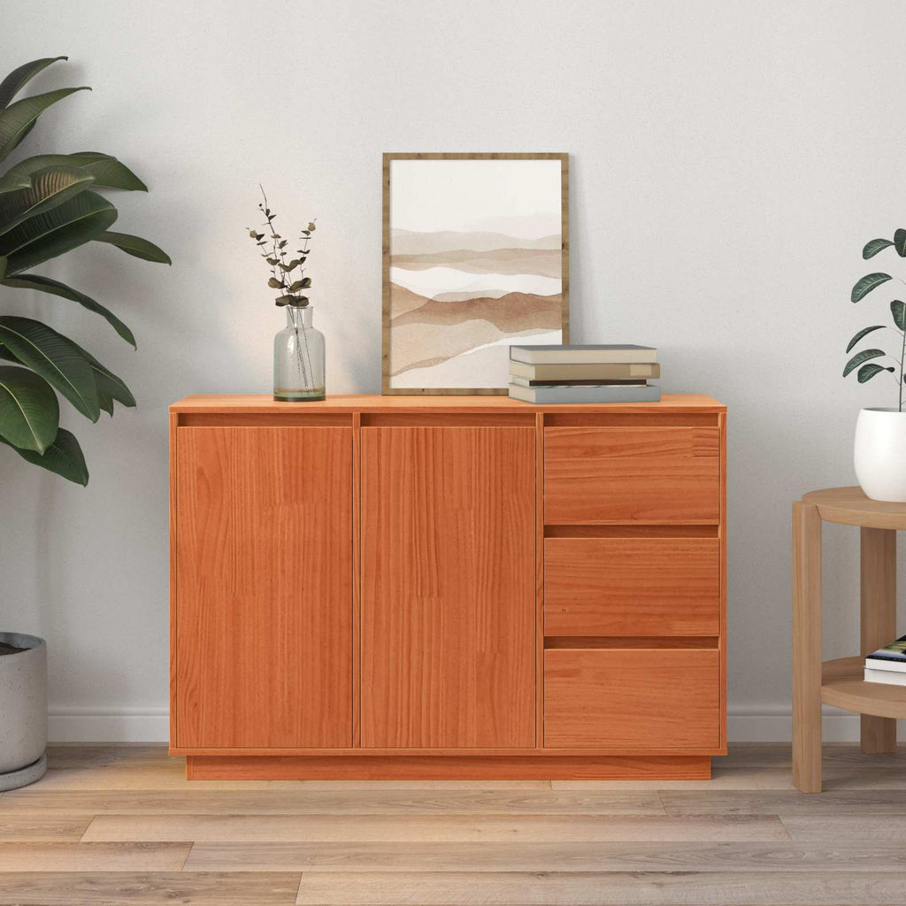vidaXL Bufet Brązowy dąb 111 x 34 x 75 cm Lite drewno sosnowe