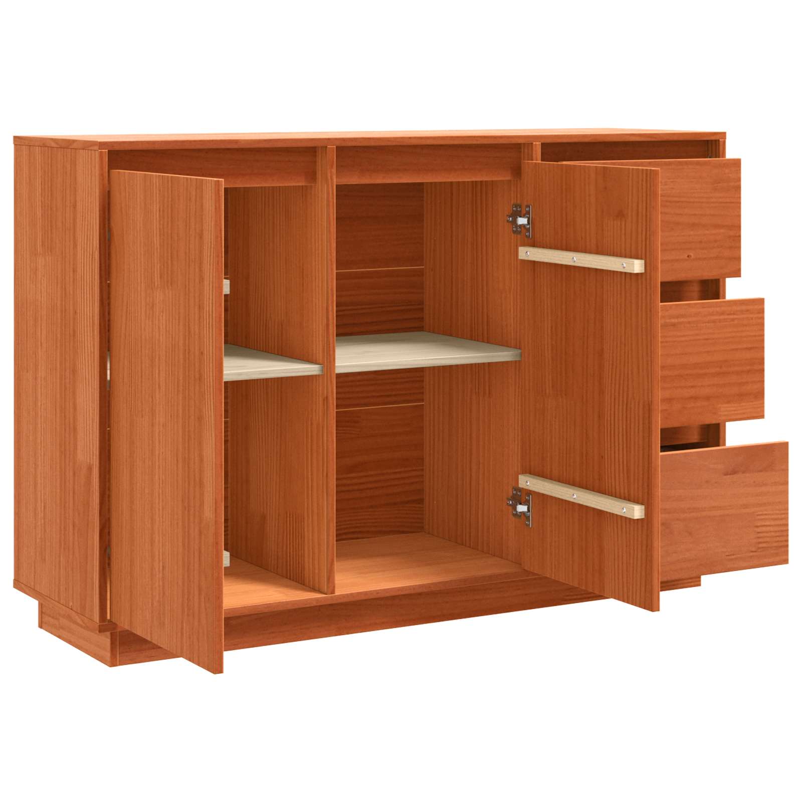vidaXL Bufet Brązowy dąb 111 x 34 x 75 cm Lite drewno sosnowe