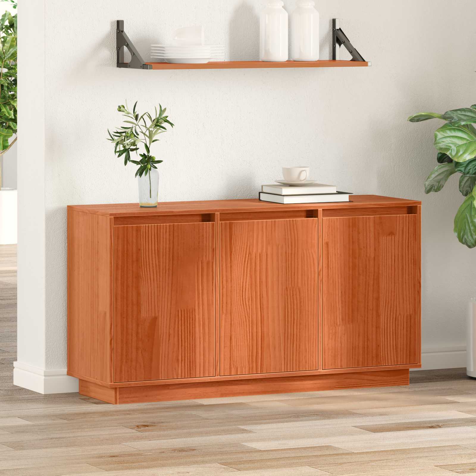 vidaXL Bufet Brązowy dąb 111 x 34 x 60 cm Lite drewno sosnowe