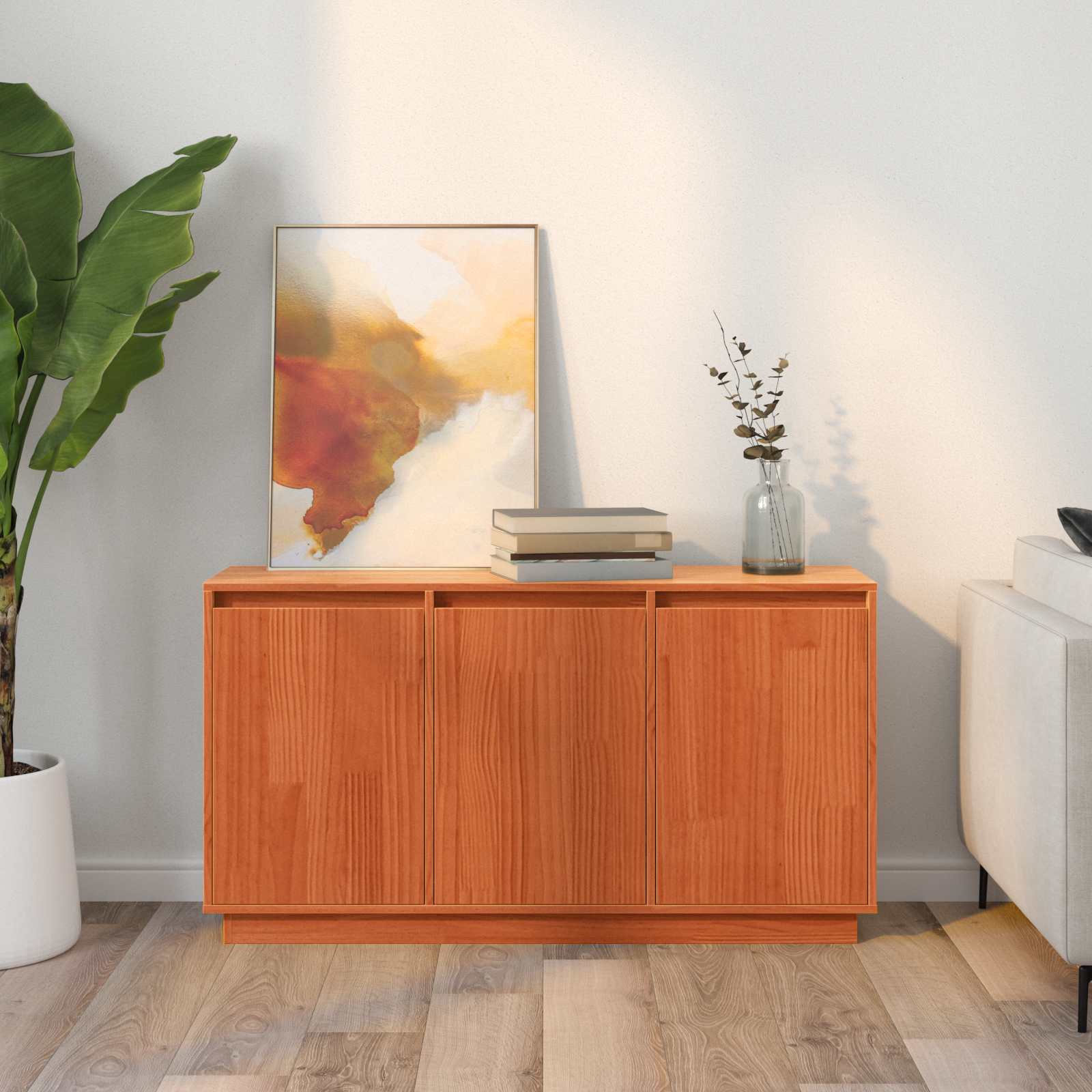 vidaXL Bufet Brązowy dąb 111 x 34 x 60 cm Lite drewno sosnowe