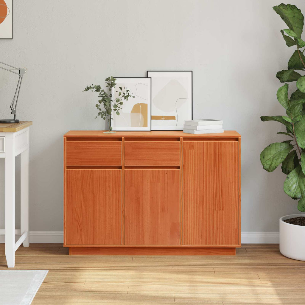 vidaXL Bufet Woskowy Brąz 110 x 34 x 75 cm Lite drewno sosnowe