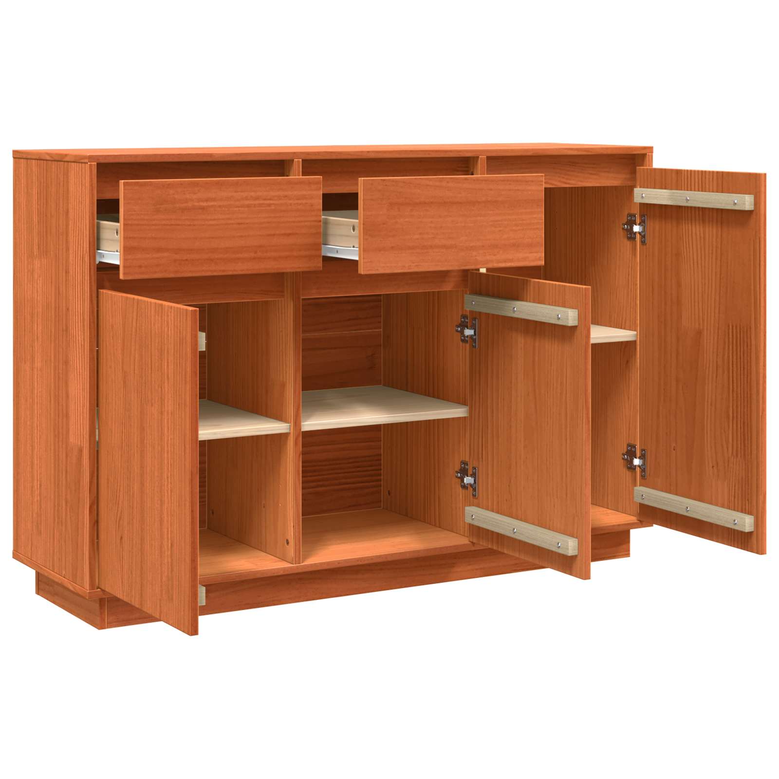vidaXL Bufet Woskowy Brąz 110 x 34 x 75 cm Lite drewno sosnowe