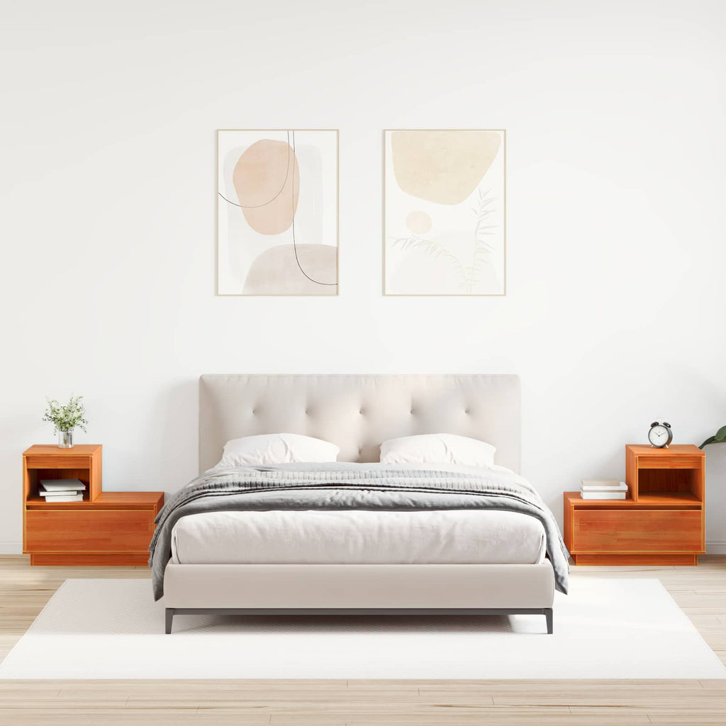 vidaXL Szafka Nocna z szufladą 2 pcs Woskowy Brąz 60 x 34 x 51 cm