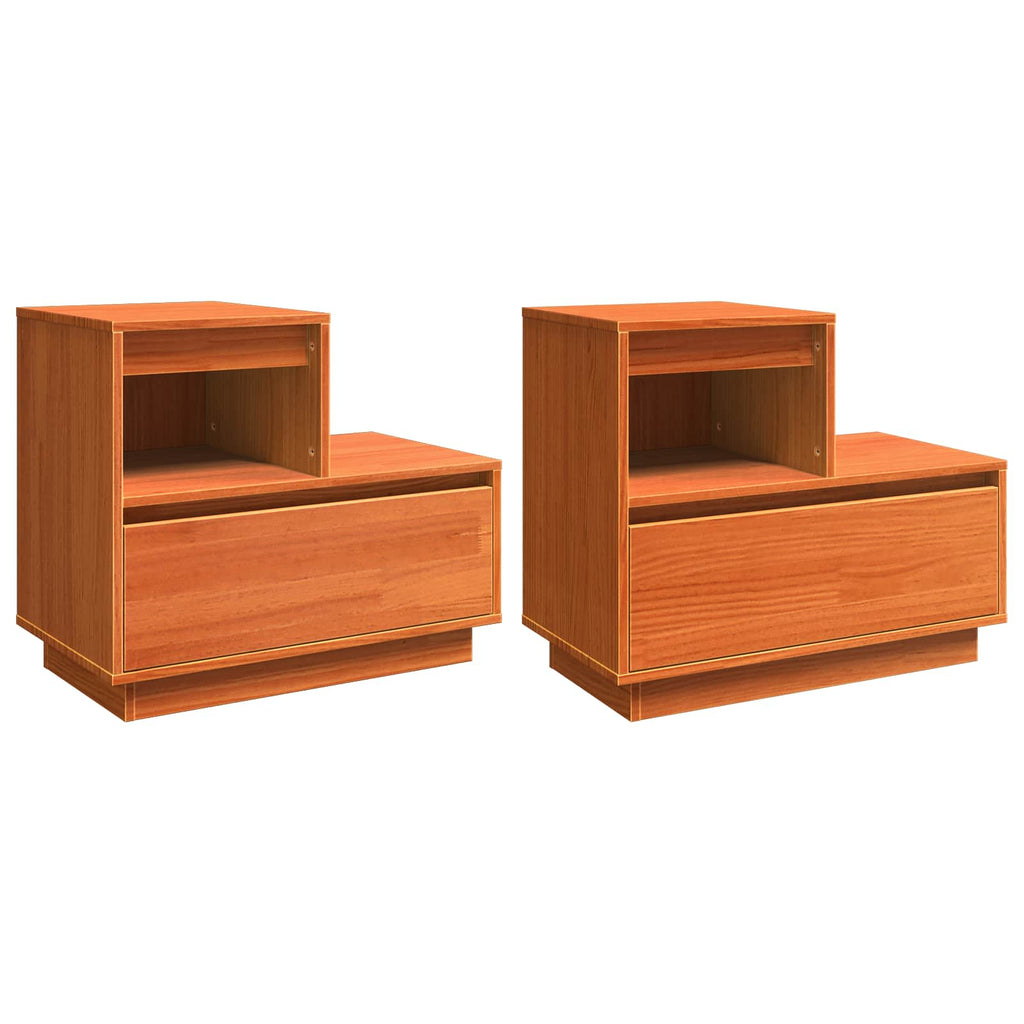 vidaXL Szafka Nocna z szufladą 2 pcs Woskowy Brąz 60 x 34 x 51 cm