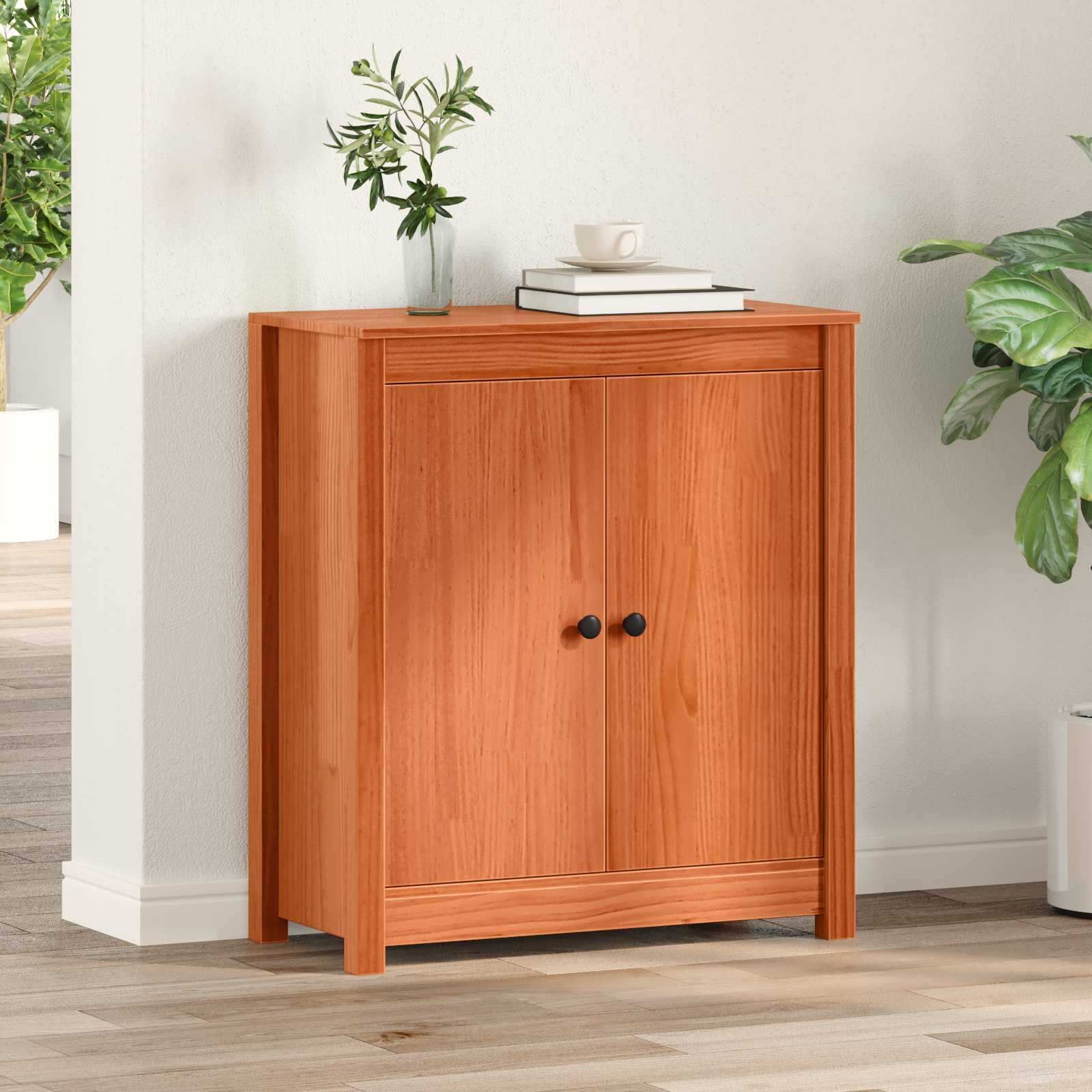 vidaXL Bufet Woskowy Brąz 70 x 35 x 80 cm Lite drewno sosnowe