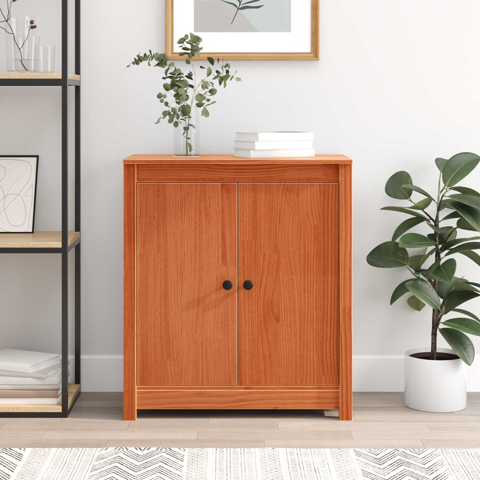 vidaXL Bufet Woskowy Brąz 70 x 35 x 80 cm Lite drewno sosnowe