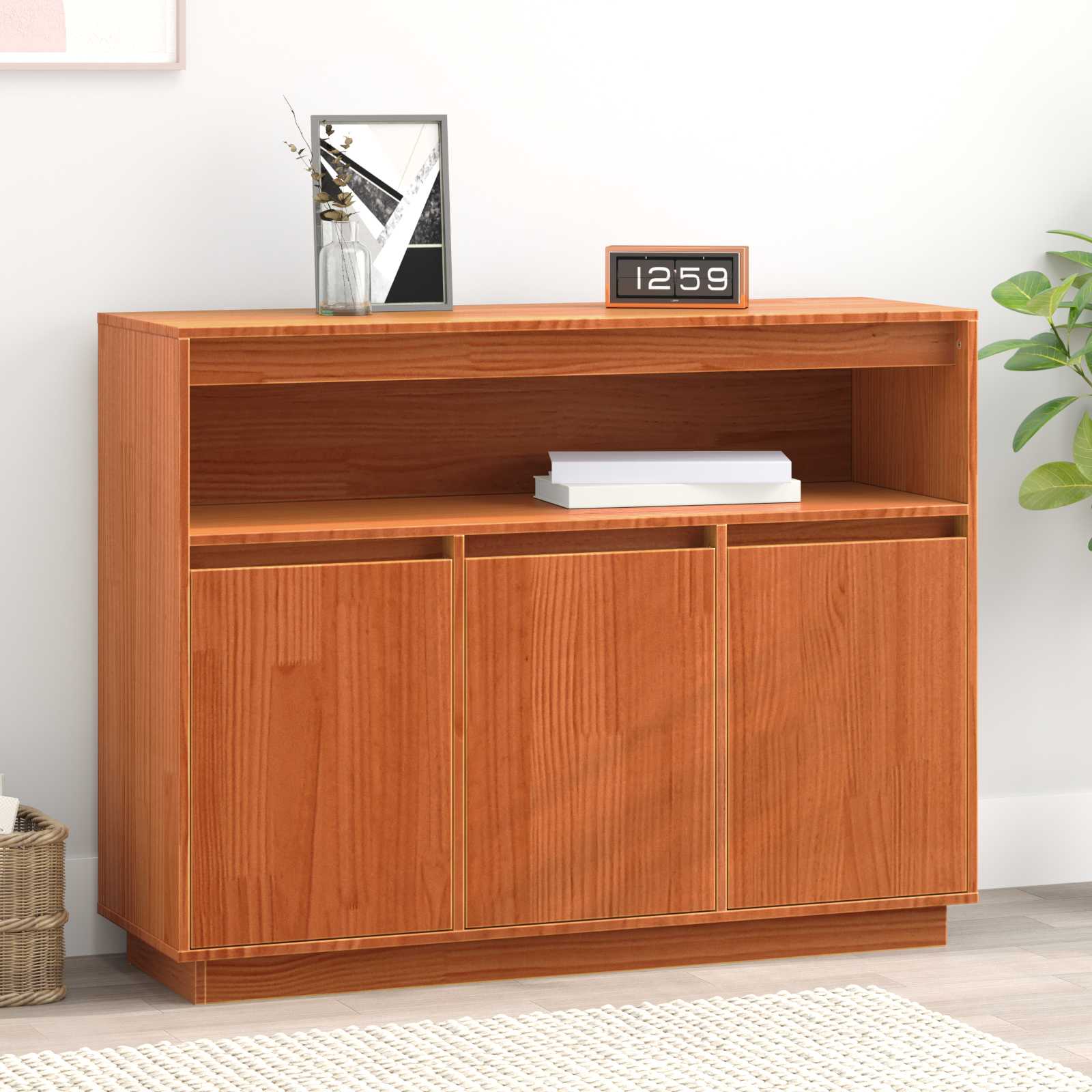 vidaXL Bufet Woskowy Brąz 104,5 x 34 x 80 cm Lite drewno sosnowe