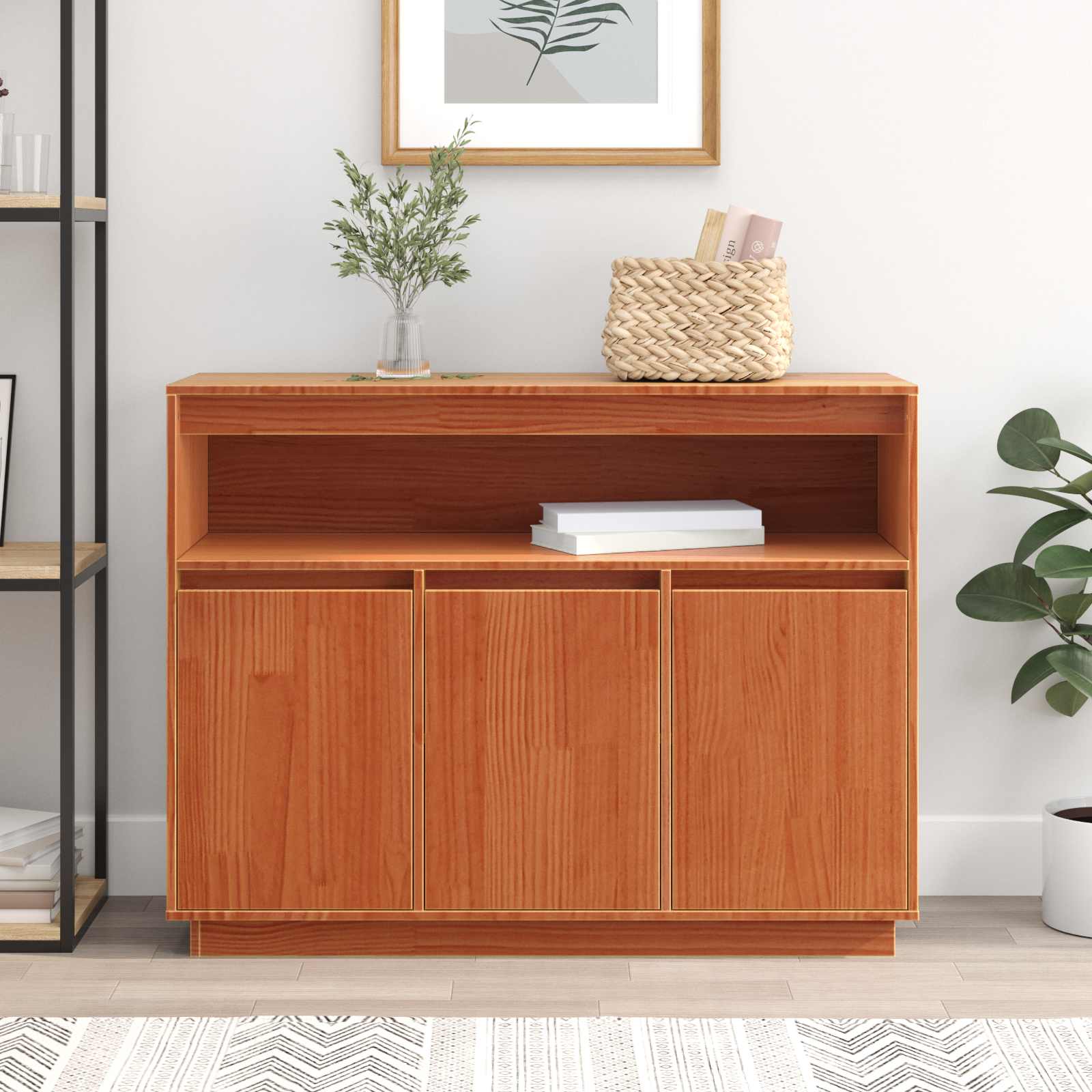 vidaXL Bufet Woskowy Brąz 104,5 x 34 x 80 cm Lite drewno sosnowe