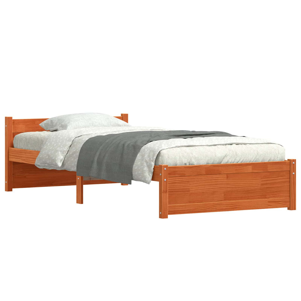 vidaXL Ramka łóżka Z zagłówkiem Woskowy Brąz 205.5 x 95.5 x 51 cm