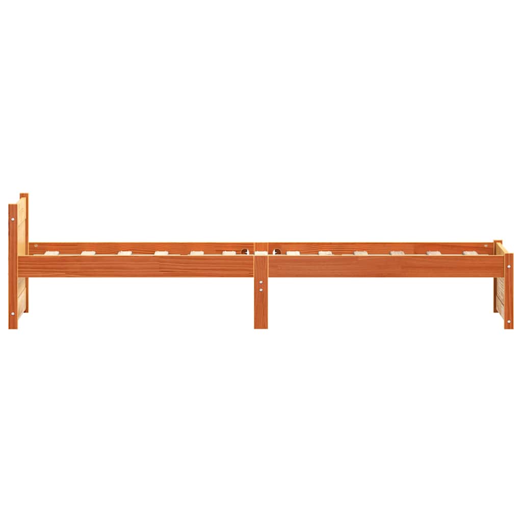 vidaXL Ramka łóżka Z zagłówkiem Woskowy Brąz 205.5 x 95.5 x 51 cm