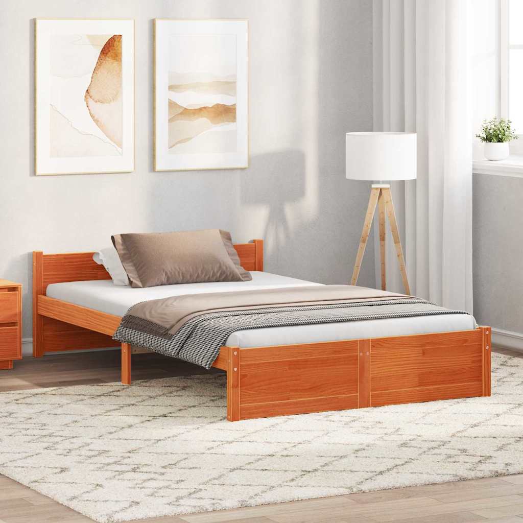 vidaXL Ramka łóżka Z zagłówkiem Woskowy Brąz 205,5 x 125,5 x 51 cm