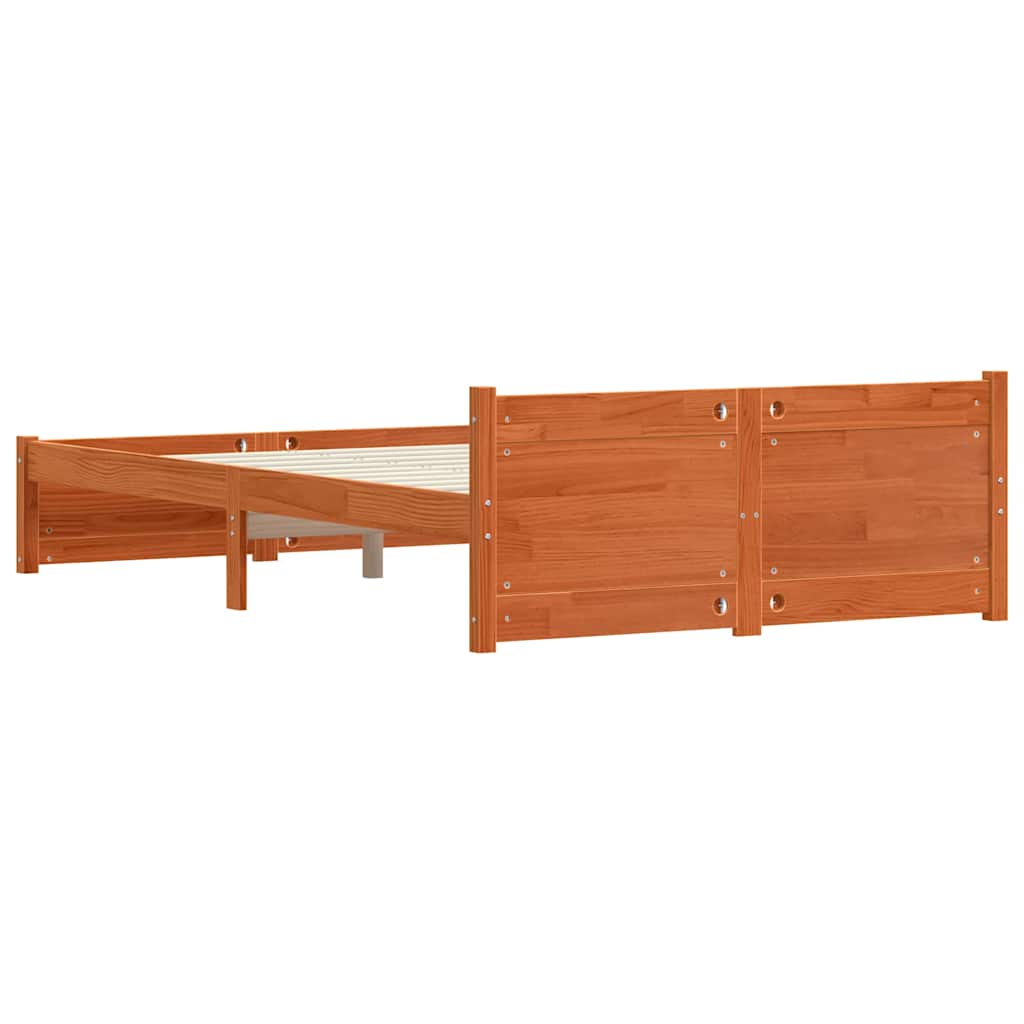 vidaXL Ramka łóżka Z zagłówkiem Woskowy Brąz 205,5 x 125,5 x 51 cm