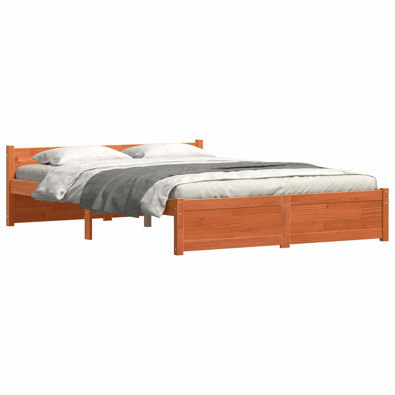 vidaXL Ramka łóżka Z zagłówkiem Woskowy Brąz 205,5 x 155,5 x 51 cm