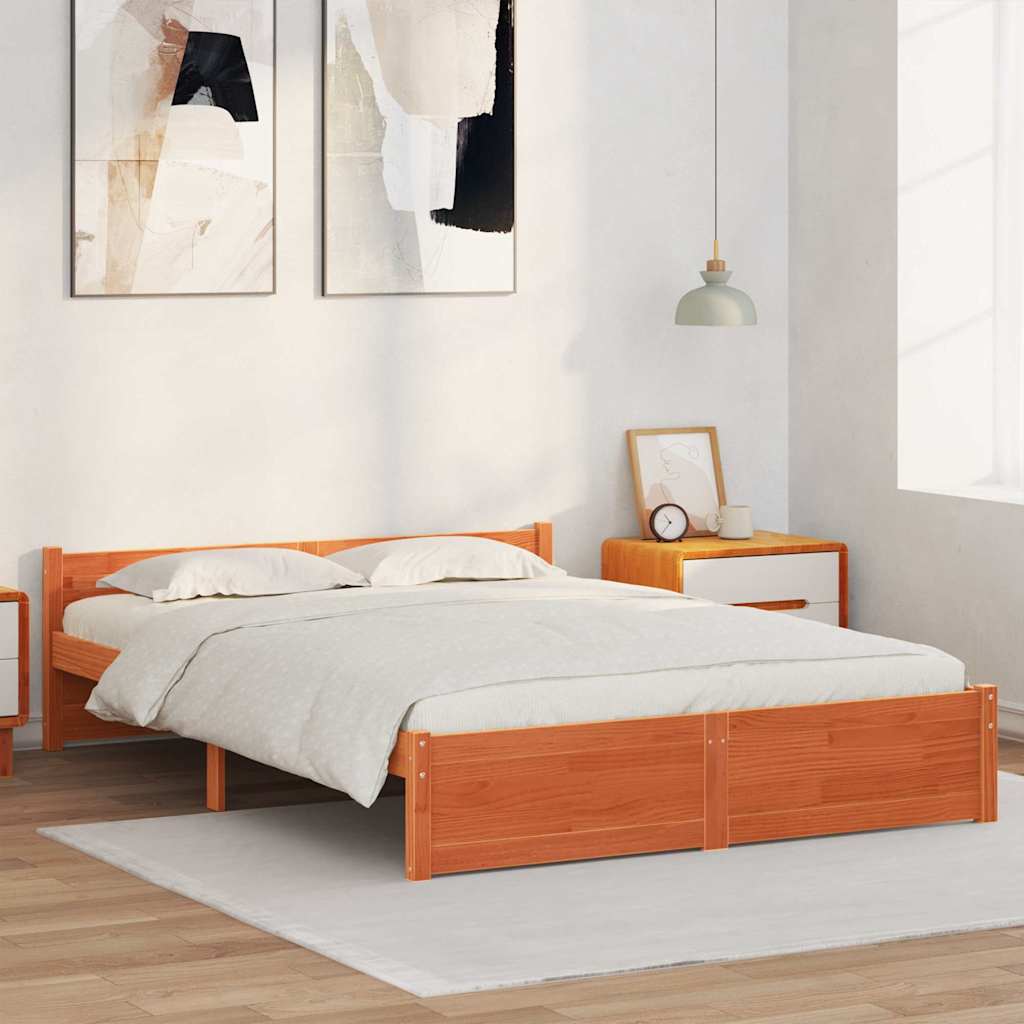 vidaXL Ramka łóżka Z zagłówkiem Woskowy Brąz 205,5 x 165,5 x 51 cm