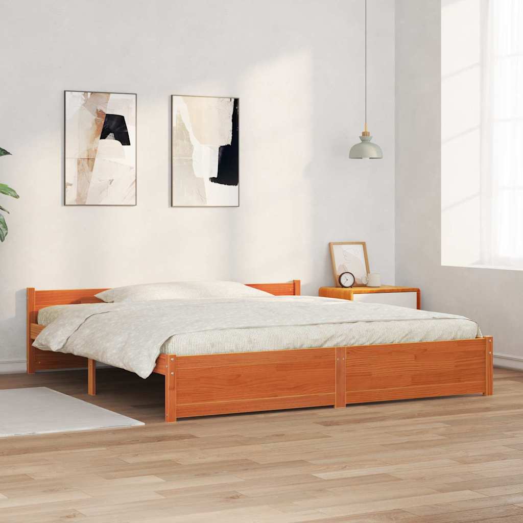vidaXL Ramka łóżka Z zagłówkiem Woskowy Brąz 205,5 x 185,5 x 51 cm