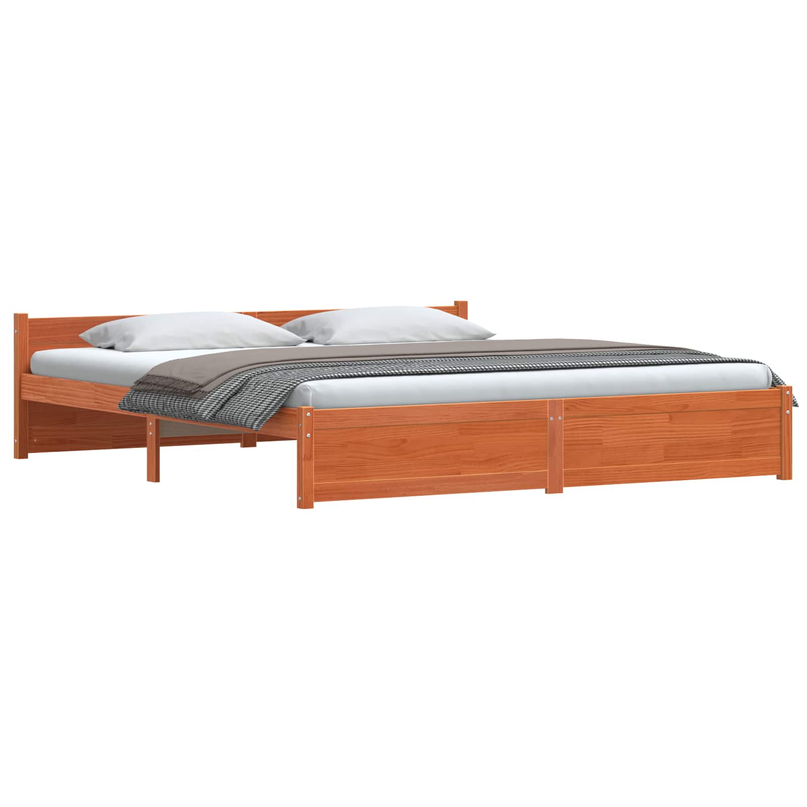 vidaXL Ramka łóżka Z zagłówkiem Woskowy Brąz 205,5 x 185,5 x 51 cm