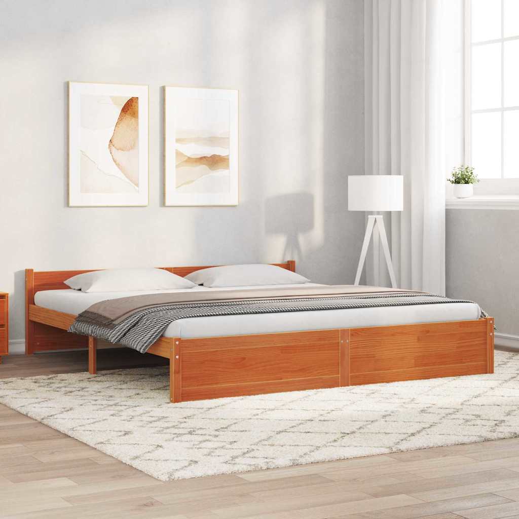 vidaXL Ramka łóżka Z zagłówkiem Woskowy Brąz 205,5 x 205,5 x 51 cm