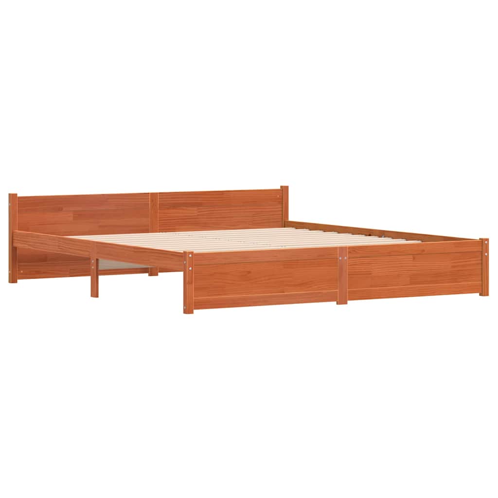vidaXL Ramka łóżka Z zagłówkiem Woskowy Brąz 205,5 x 205,5 x 51 cm