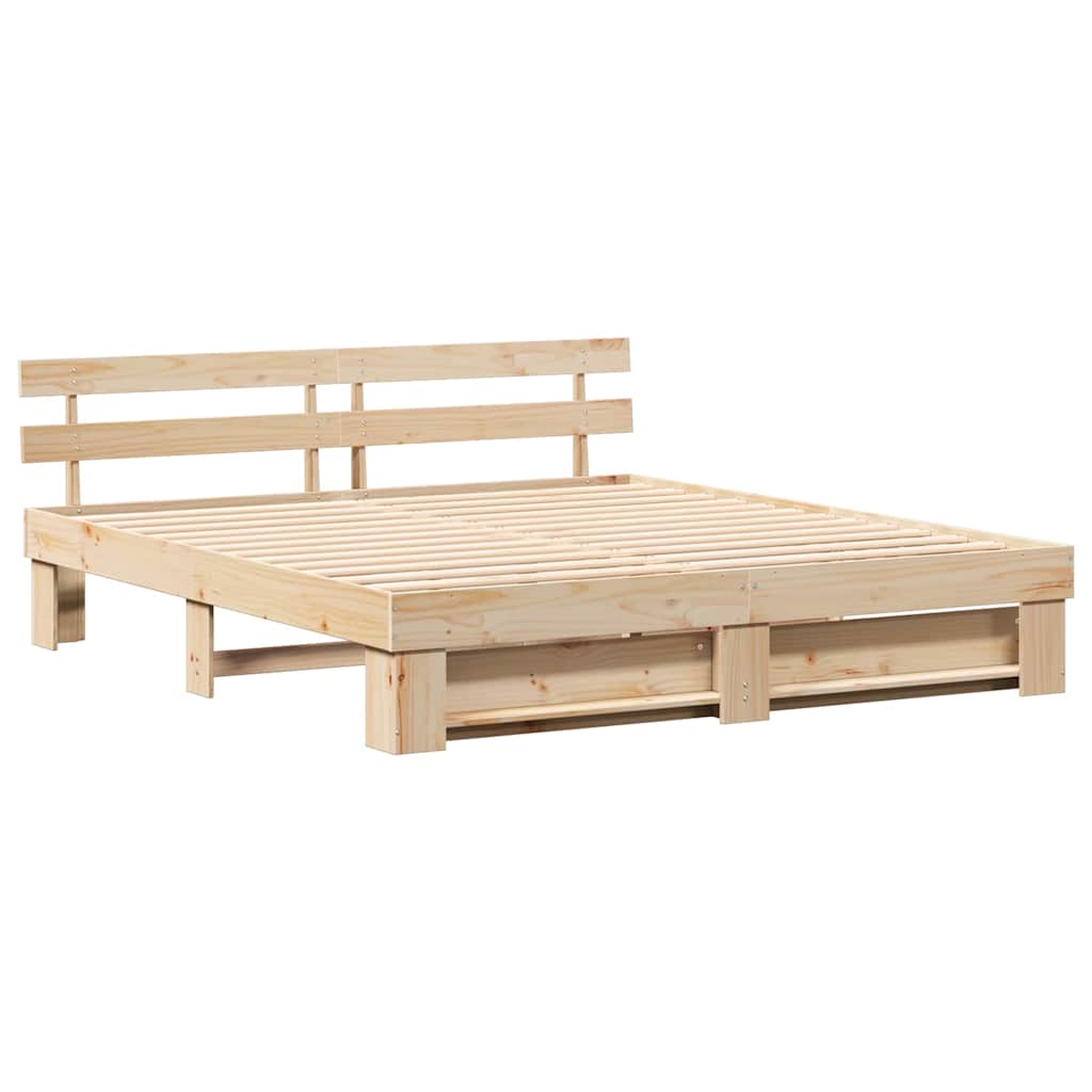 vidaXL Ramka łóżka Brązowy 200 x 200 cm Lite drewno sosnowe